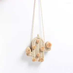 Shoulder Bags 2024 Est Cactus Straw Bag Woven Crossbody Beach Handbags Messenger Women Luxury