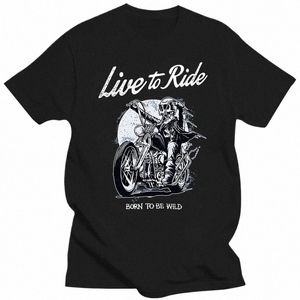 2019 Homens de verão de manga curta Homens de manga curta Fitn Roupas Mens Live To Ride Born To Be Wild Biker Motorcycle T-Shirt k3hJ #