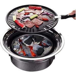 Çok Fonksiyonlu Kömür Barbekü Grill Kore Koreli BBQ Taşınabilir Kamp Soba Masa Masalı Sigara içen Coreana 240314