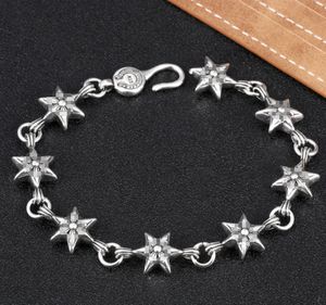 Designer Silver star cross bracelets Bangle for men and women Luxury Brand trend personality punk cross style Lovers gift hip hop rock jewelry top