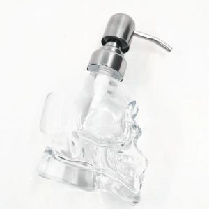 ディスペンサーWhyou Skull Hand Washing Liquid Bottling Soap Dispenser Glass Creative Emulsion Bottleステンレススチールプレスヘッドバスルーム