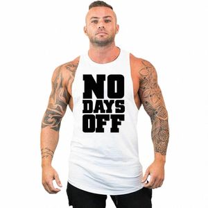 bodybuilding Tank Top Men Gym Fitn Sleevel Shirt Male New Stringer Singlet Summer Cott No Days Off Print Undershirt Vest Z05W#