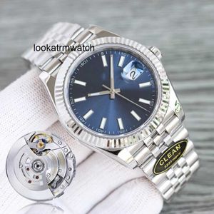 ساعة أوتوماتيكية RLX Super Clean Factory Mens ETA3235 التلقائي الأزرق الهاتفي الساقين ساعة 904L الأصلي من الفولاذ المقاوم للصدأ المضاد للماء 001