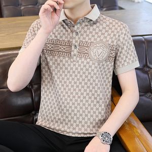 Summer New Youth Polo Shirt Trendy and Fashionable Tiger Head Printed Collar Short Sleeve T-shirt Slim Fit Mens Top