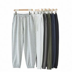 Vintage masculino e feminino casual legged sweatpants cintura elástica faixa sólida sweatpants masculino na moda casual all-match calças r9Ix #