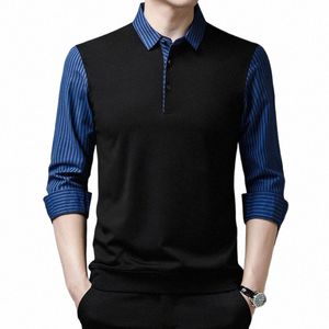 Högklass Herrpolo skjorta lyx Ny 2024 Autumn Brand Polo Shirts Men fi Slim LG Sleeve Casual Tops Herrkläder x0cr#