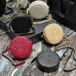 10A quiltad kornläder runda väska lyxdesigner äkta läder kvinnor axelväska frostad hårdvara avslappnad shopping crossbody väska handväska vår sommar