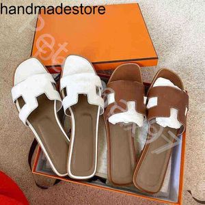 Orans Slipper Sandal Designer Classic Original Flip Flops Women Genuine Leather Flat Shoe Party Wedding Size 35-42 with Logo