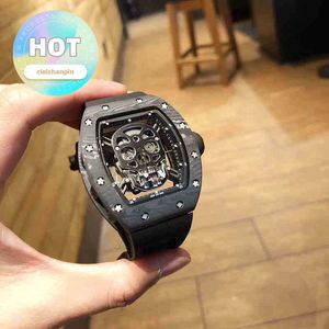 Relógio de pulso masculino RM Calendário Relógio de pulso Data Negócios Lazer Rm052 Máquina automática multifuncional de brasagem de carbono Dimensão Fita preta Relógio masculino