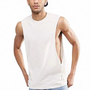 men's Fitn Sleevel Vest With Extreme Dropped Armhole Crew Neck Regular Fit Shirts Tank Tops S318#