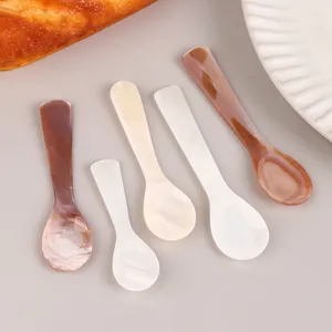 Spoons 1Pc Natural Shell Spoon Ice Cream Coffee Caviar Mother Of Pearl Seashells Stirring Teaspoon Crafts Kitchen Tool