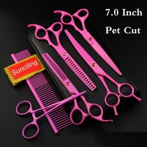 Hair Scissors 7 Inch Pink Baking Paint Jp Stainless Steel Pet Grooming Curved Shears Kit Drop Delivery Dh8Qb