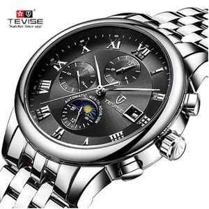 Tevise Mens Watches Men Automatic Mechanical Watch Self Wind rostfritt stål Affär Militär armbandsur Relogio Masculino244G