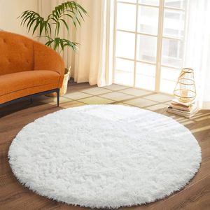 LOCHAS Round plush carpet Large Area Rug carpets for living room rugs for Bedroom baby Kid room decor mats outdoor camping plaid 240322