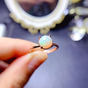 Cluster Rings Simple Sterling Silver 925 Ladies All-Natural Opal Ring Color Super Bright Engagement Gift Special Boutique