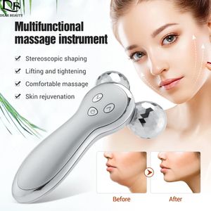EMS Micro-current Double Roller Massager Vibration Skin Tightening Lifting Neck Massage Tool V Line Beauty Face Slimmer 240312