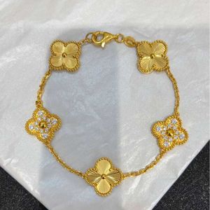 Brand charme van Lucky Four Leaf Grass Bracelet grossa grossa 18k Rose Gold Light Luxury Style Fashion