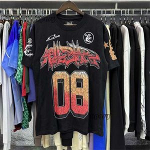 HellStar Shirt Designer T Shirty Tee Ubrania odzieży Hipster Street Graffiti Literting Folia Drukuj Vintage Black Loose HellStar Tracksuit 784