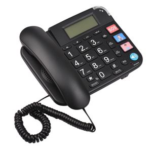 Telefono con filo nero con pulsanti grandi Telefono fisso da tavolo Supporto telefonico Vivavoce Ricomposizione Flash Controllo volume squillo veloce 240314