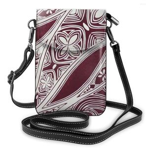 Axelväskor Hawaiian Tribal Print Luxury Handväskor Kvinnor mobiltelefon Designer Läder Cross Body Messenger Ladies Casual Purse