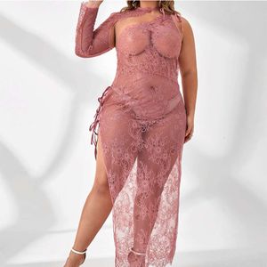 Extra Large Size Underwear Full Lace Pink Perspective Set 160Kg Po Fat Mm Fun Dress 911203