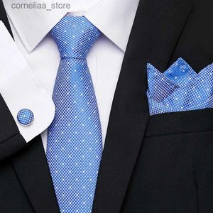 Boyun bağları boyun bağları güzel el yapımı jakard moda markası şenlikli hediye kravat cep kareleri kolkle set kravat mans sliver paisley y240325