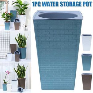 Planters Pots Large Flowerpot Imitation Metal Plastic Tall Planter Garden Accessories Brick Pattern Square Flower Pots With Inlet Watering 240325