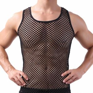 men Vest Undershirt Gay clothing Nyl Mesh Shirt See Through Sheer Lg Sleeves T Shirts Sexy Transparent Shirt Underwear p39w#