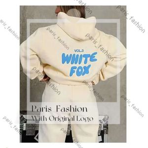 White Foxx Hoodie Women Designer Sportswear Hoodie Set Suit Women's Men's Suit Sporty Long Sleeve Pullover Hooded Foxs White Sweatshirt White Fix 549