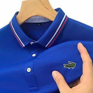 2024 Estate dei nuovi uomini risvolto Anti-pillin Polo ricamata manica corta casual Busin Fi Slim Fit Polo per gli uomini 78Rf #