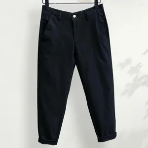 Мужские брюки однотонные карманы на пуговицах на молнии тонкие прямые девятые со средней талией стильная уличная одежда