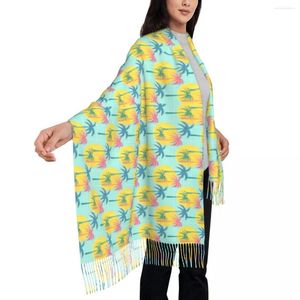 Sciarpe Sciarpa da sole astratta Lady Palme retrò Stampa grande con nappe Scialli casual autunnali e avvolgente Foulard dal design morbido e caldo