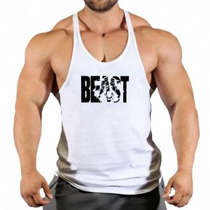 2022 Mens Sportswear Tank Top Gym Singlet Training Bodybuilding Streetwear Male Sleevel Fitn Vest BEAST Print Muscle Shirt x9vE#