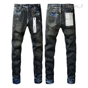 Mens Jeans Man Purple Jean Pants Designer Black Skinny Stickers Light Wash Ripped Motorcykel Rock Revival Joggers True Religions Men 8139