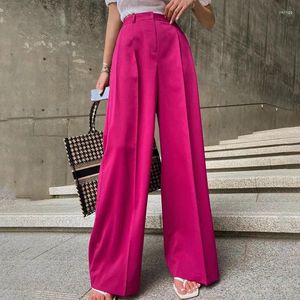 Pantaloni da donna Rosa Moda Gamba larga Donna Primavera Estate Vita alta Pantaloni lunghi dritti larghi da donna Eleganti Donna S92