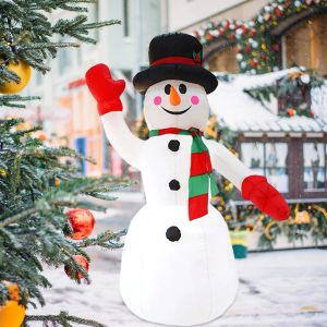 Dekoration 2.4m jul snögubbe uppblåsbar modell led ljus röd handske xmas stav rekvisita leksaker hushållstillbehör semesterparti dekor