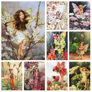 STITCH DIOND MALATION Słynny malarz Cicely Mary Barker Art Flower Butterfly Fairy Cross Snittch Haft Picture Mosaic Home Decor