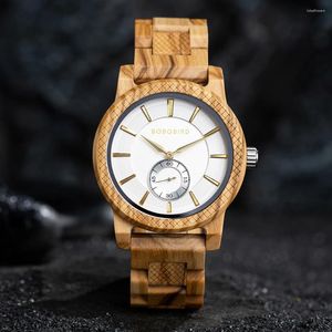 Armbandsur Bobo Bird Wood Watches Men's Quartz Male Chronograph Timepiece Wood Rem Watch for Men Custom Drop