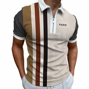 T-shirt da strada T-shirt da uomo estiva stampata in 3D Polo da uomo di alta qualità con cerniera risvolto Camicia casual a maniche corte XS-8XL R9TM #