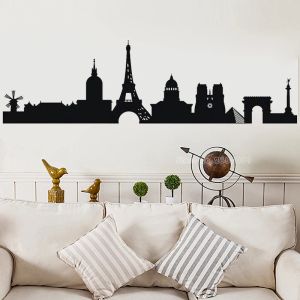 Stickers Paris City Silhouette Wall Stickers Eiffel Tower Wall Decals Skyline Vinyl Living Room Bedroom Background Home Decoration LL2325