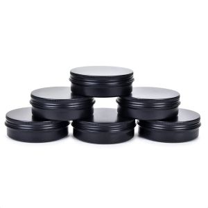 Bottles 30Pcs 5g 10g 15g 20g 30g 50g Empty Black Aluminum Tins Cans Screw Top Round Candle Spice Tins Cans with Screw Lid Containers