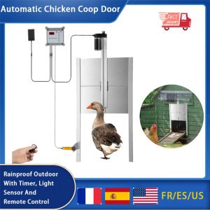 Accessories Automatic Chicken Coop Door Opener Kits, Rainproof Outdoor with Timer, Light Sensor and Remote Control, Farm Equipment