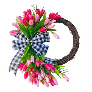 Flores decorativas Spring Artificial Tulip Wreath Port