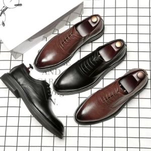 Shoes Big size EU48 New Mens Formal Shoes Genuine Leather Oxford Shoes For Men Italian Dress Shoes Wedding Shoes Laces Leather Brogues