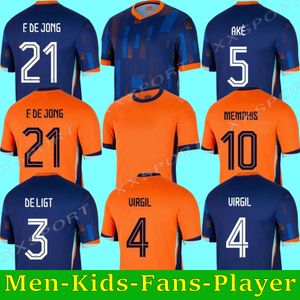 2024 Hollanda Memphis Soccer 24 25 Holland Jersey F.de Jong Virgil Dumfries Bergvjn Gömlek Klaassen Blind de Ligt Gakpo Erkekler Çocuk Hayranları Oyuncu Malen Kadın