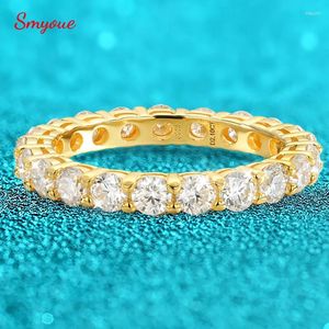 Cluster Rings Smyoue 18k Gold Plated 3/3.5mm All Moissanite Diamond For Women Wedding Full Eternity Bands 925 Sterling Silver Jewelry