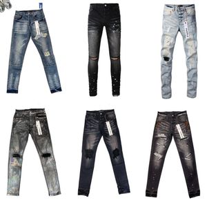 Skinny Jeans Mens Designer Denim Quilting Pants High-End Pant Embroidery Black Purple For Ripped Brand Slim Quality Trousers MJJDH