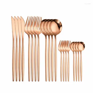 Set di stoviglie Forchette oro rosa Cucchiai Coltelli Set di posate 20 pezzi Stoviglie per matrimonio Posate in acciaio inossidabile