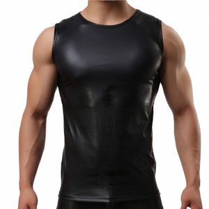 men Sport Fitn Bodybuilding Tanks 2022 Fi Man Faxu Leather Sleevel Tops Gym Singlet Undershirts Sport Pullover Tops n21x#