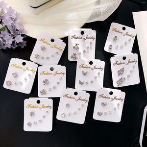 Stud Earrings Color-preserving Hypoallergenic Korean Fashion All-match Geometric Zircon Three-piece Simple Trend Jewelry